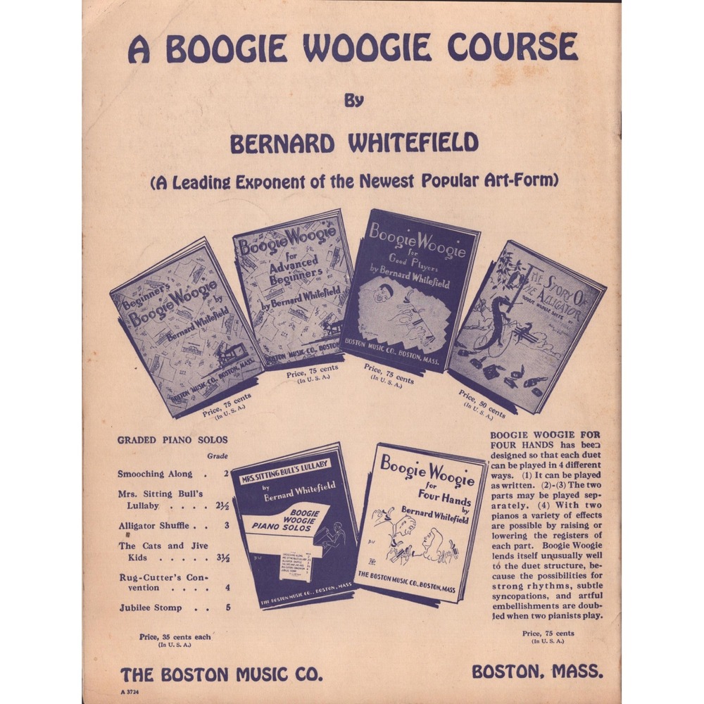 Beginner's Boogie Woogie Bernard Whitefield Vintage Piano Sheet Music Book - Picture 2 of 2